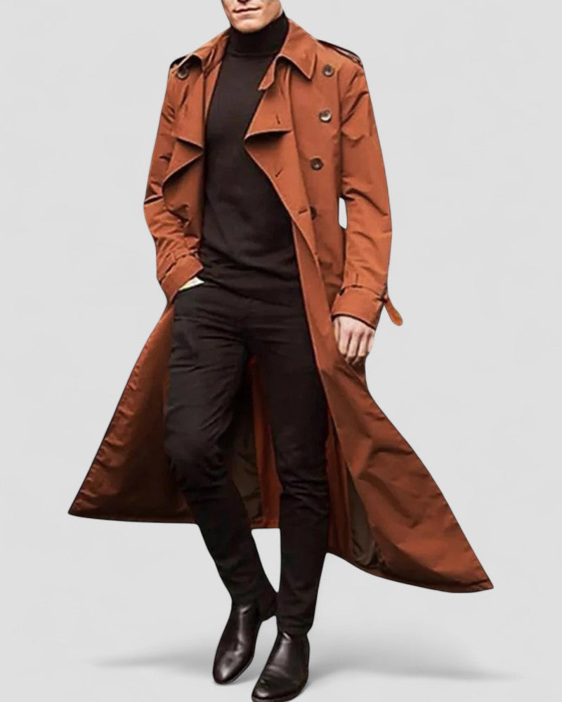 Heren Trenchcoat Lange met Dubbele Rij Knopen voor Stijlvolle Mannen 2