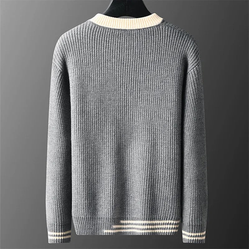Heren Trui Wollen Waffle Gebreid Casual Comfortabele Pasvorm 1