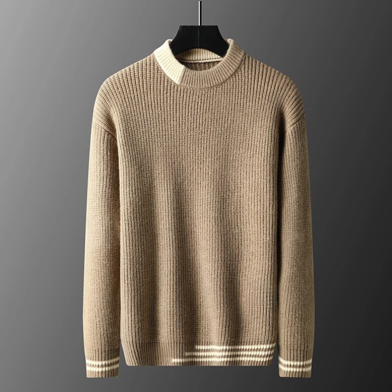 Heren Trui Wollen Waffle Gebreid Casual Comfortabele Pasvorm 3