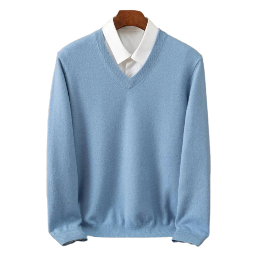 Heren V-hals Trui Merino Wol 1