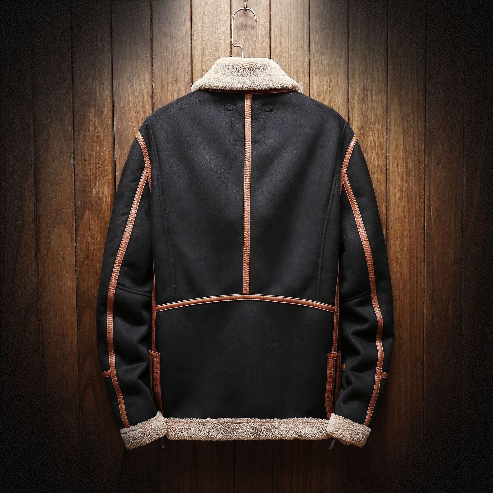 Heren Vintage Suède Jas Met Oversized Zakken 1