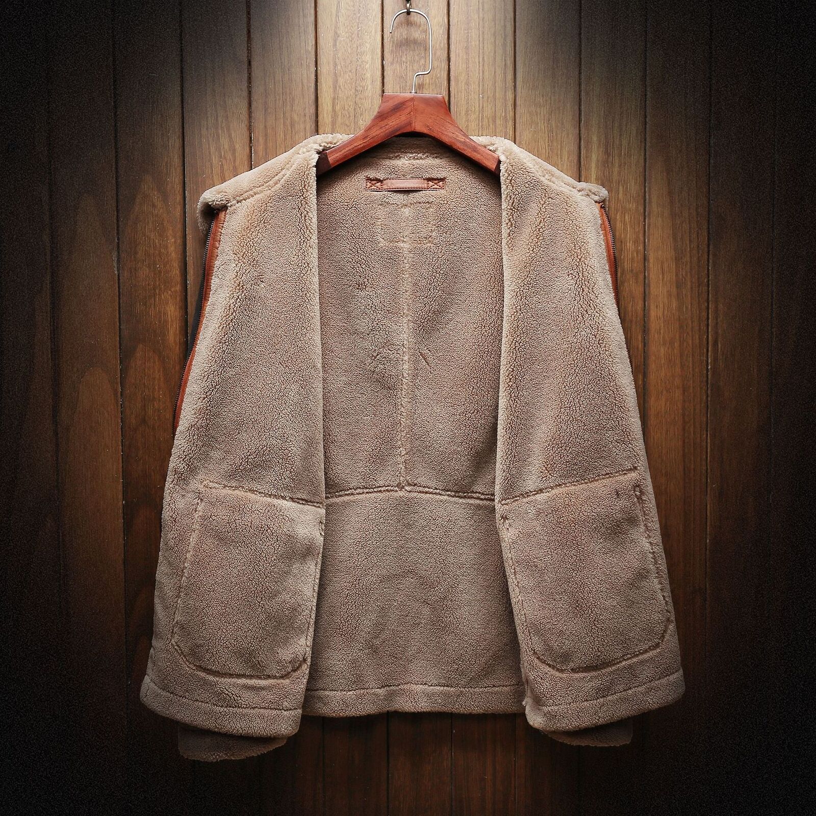 Heren Vintage Suède Jas Met Oversized Zakken 2