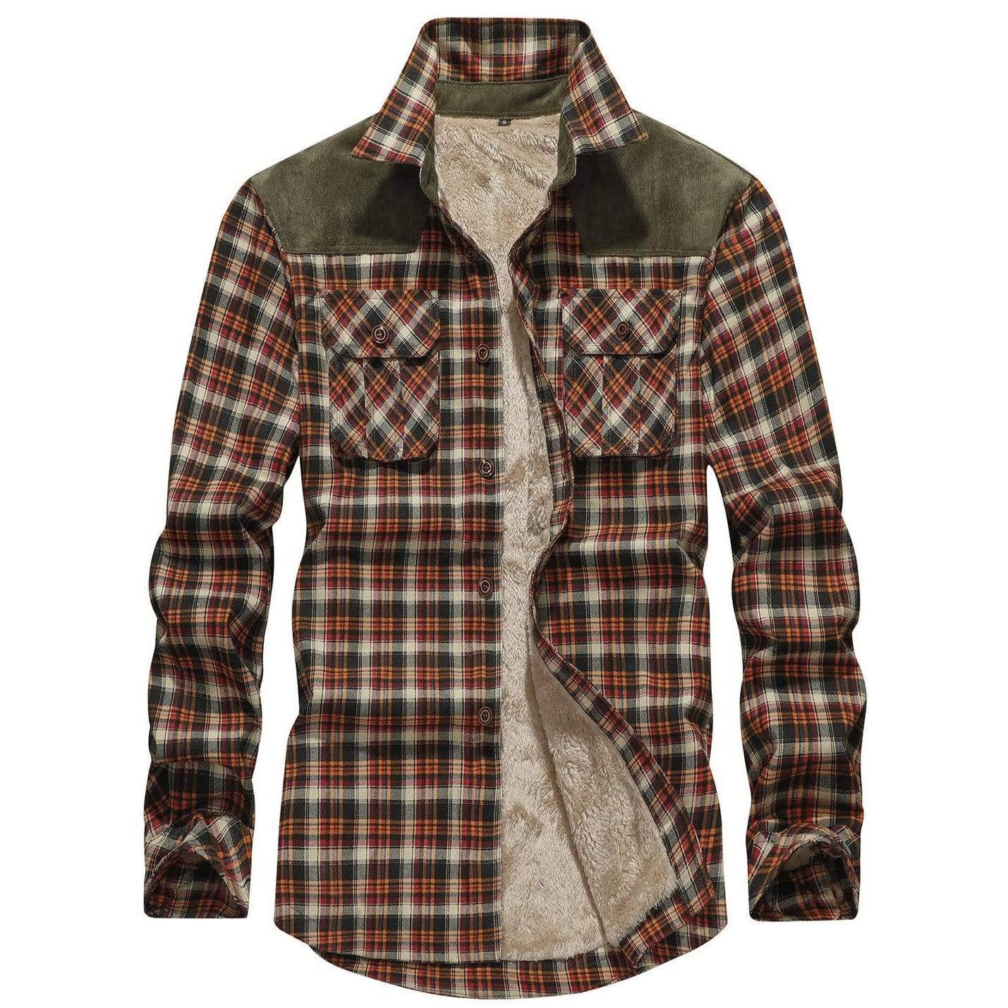 Heren Winterjas Geblokt Fleece Gevoerd Katoen Polyester 1