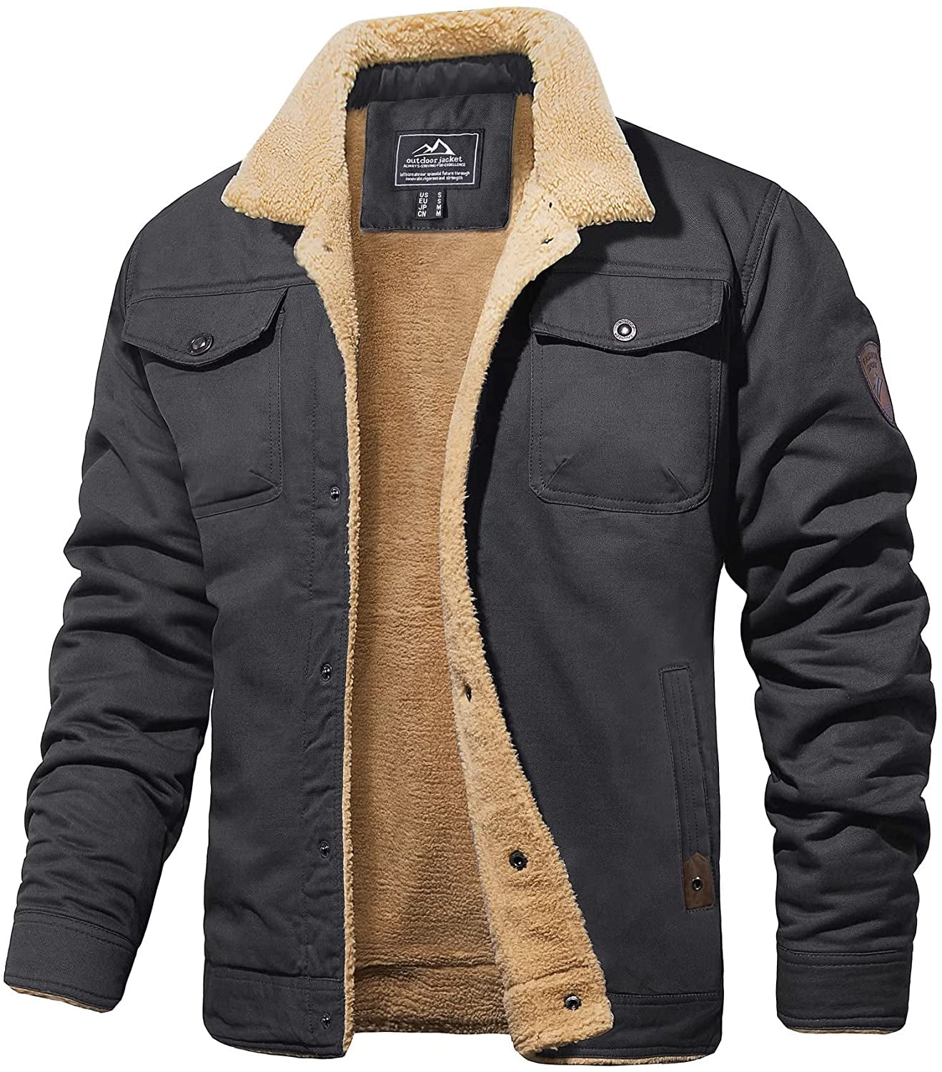 Heren winterjas met sherpa voering, waterafstotend en robuust ontwerp. 2