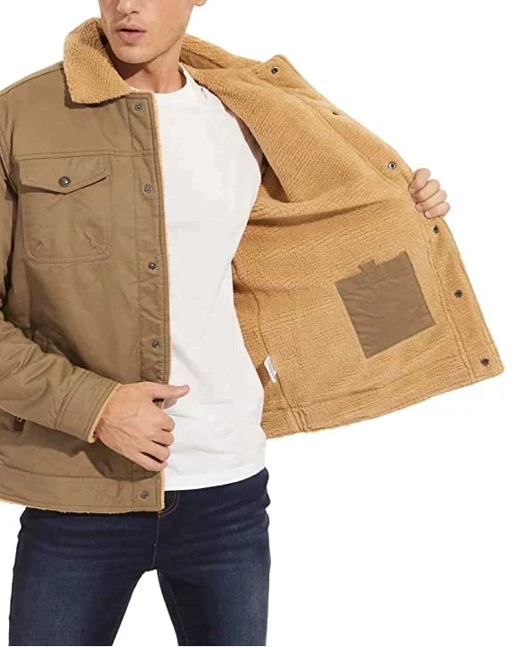 Heren winterjas met sherpa voering, waterafstotend en robuust ontwerp. 5