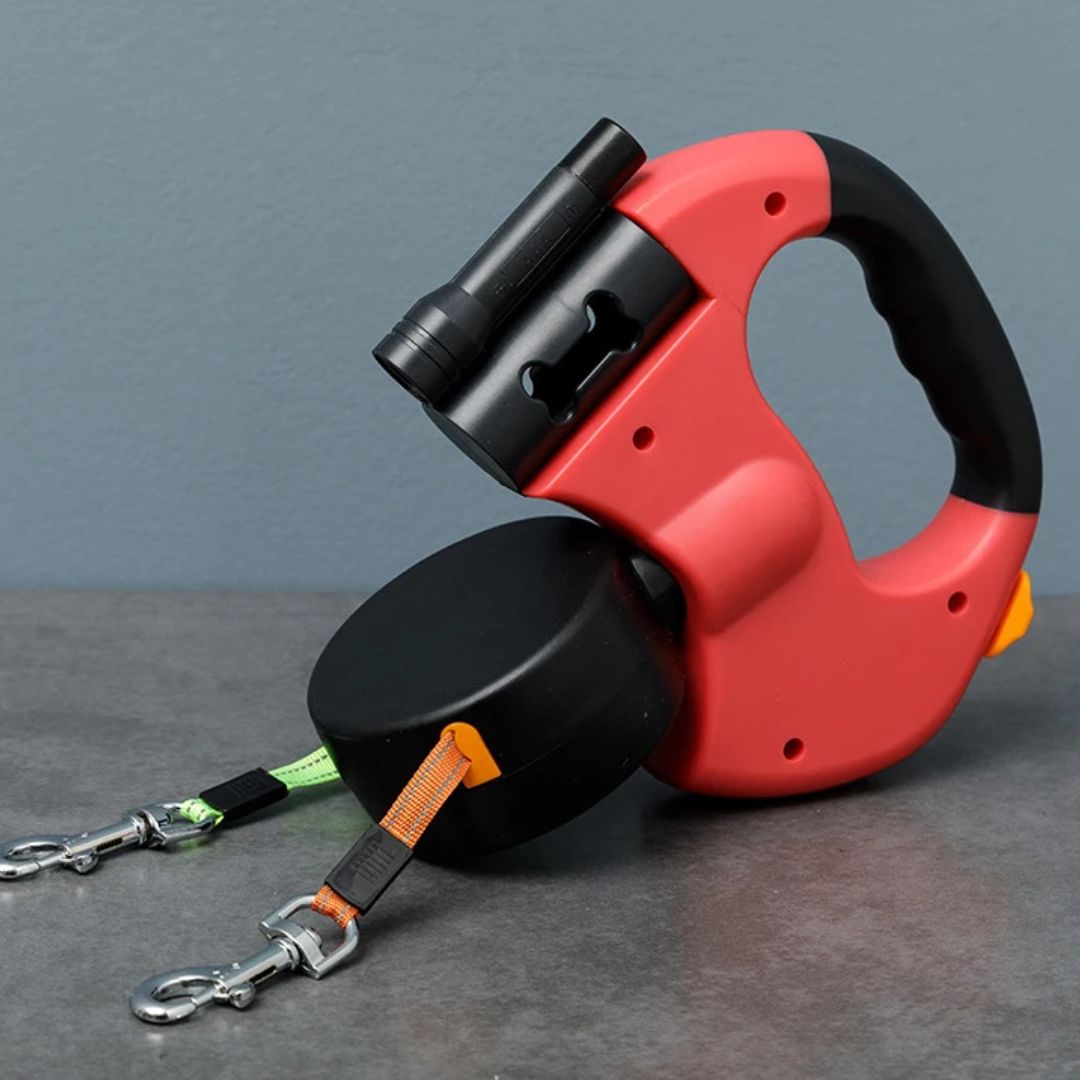 Hondenriem Voor Twee Honden Uittrekbaar Met Zaklamp 360-Graden Ontwarrend Mechanisme 1