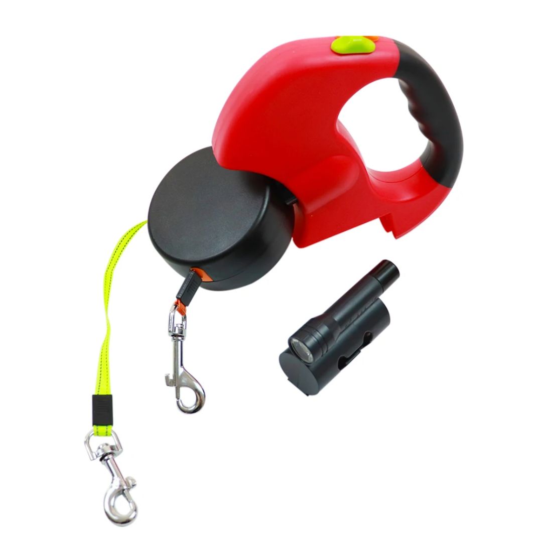 Hondenriem Voor Twee Honden Uittrekbaar Met Zaklamp 360-Graden Ontwarrend Mechanisme 8