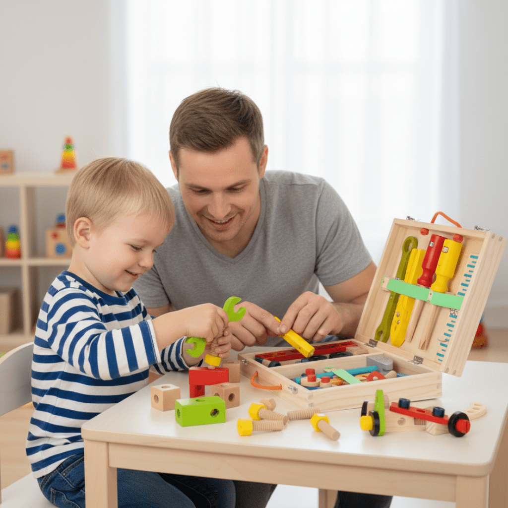 Houten Gereedschapskoffer voor Kinderen met Bouwvaardigheden 2