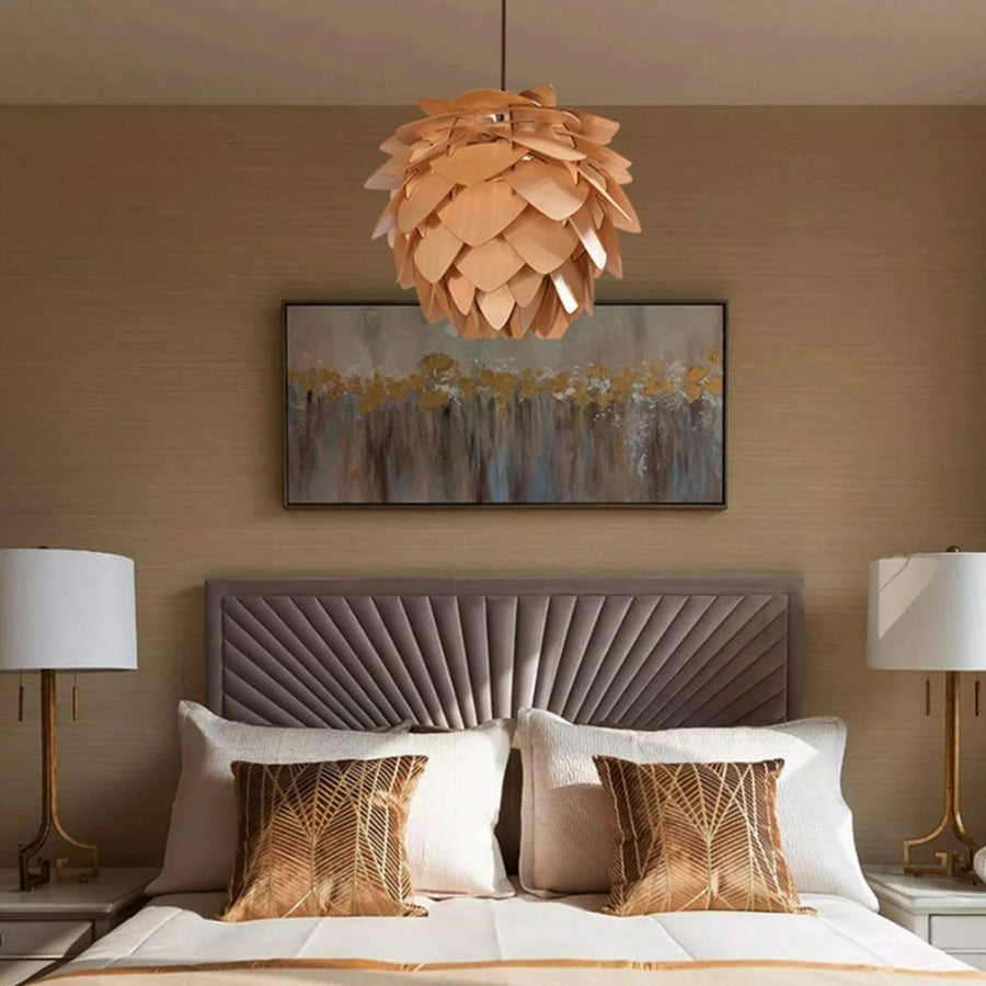 Houten Hanglamp met Dennenappel Design 2