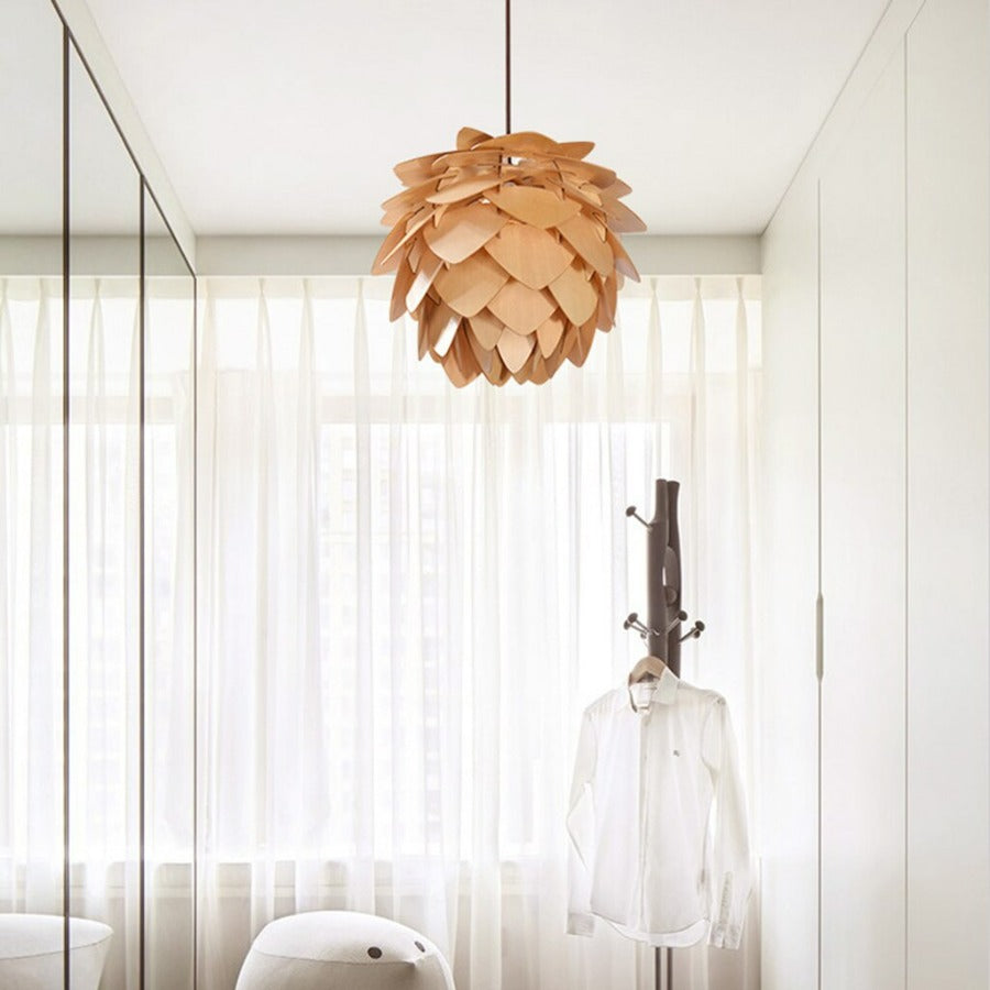Houten Hanglamp met Dennenappel Design 3