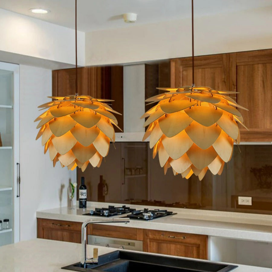 Houten Hanglamp met Dennenappel Design 7