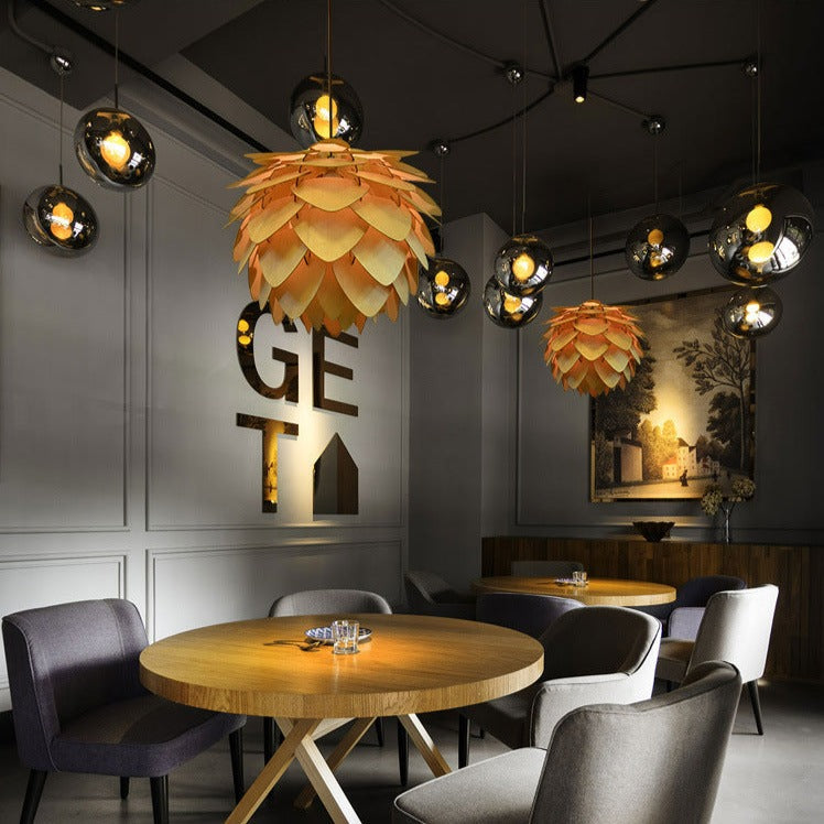 Houten Hanglamp met Dennenappel Design 8