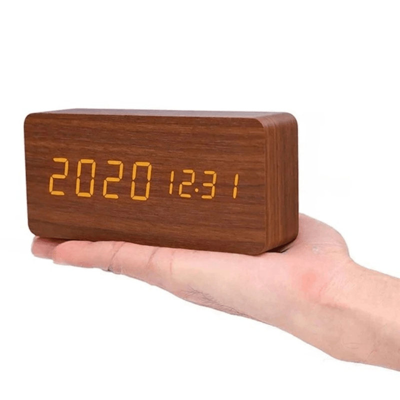 Houten Klok Spraakgestuurd Minimalistisch Design voor Woonkamer en Slaapkamer 13