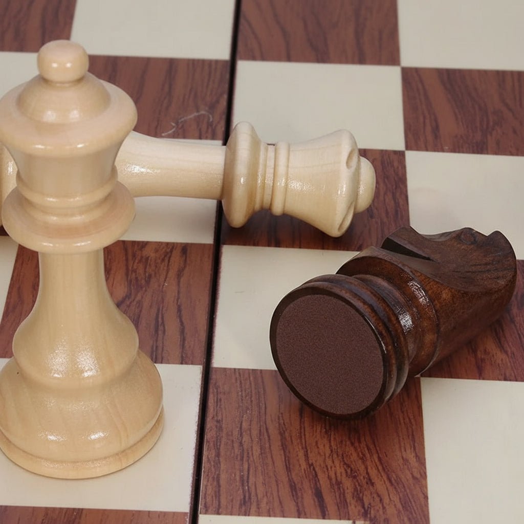 Houten Schaakspel Opvouwbaar met Massieve Stukken 1
