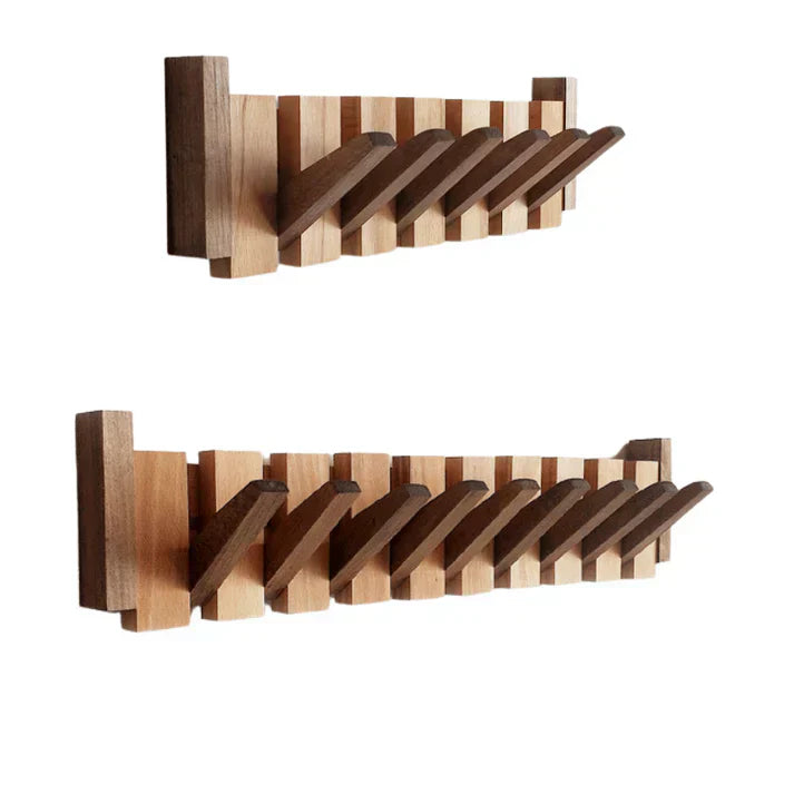 Houten Staande Kapstok Pianovormig Ontwerp met 4, 6 of 8 Kapstokhaken 8