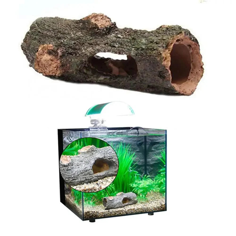 Houten Tunnel Ornament voor Vissen en Garnalen in Aquarium 0