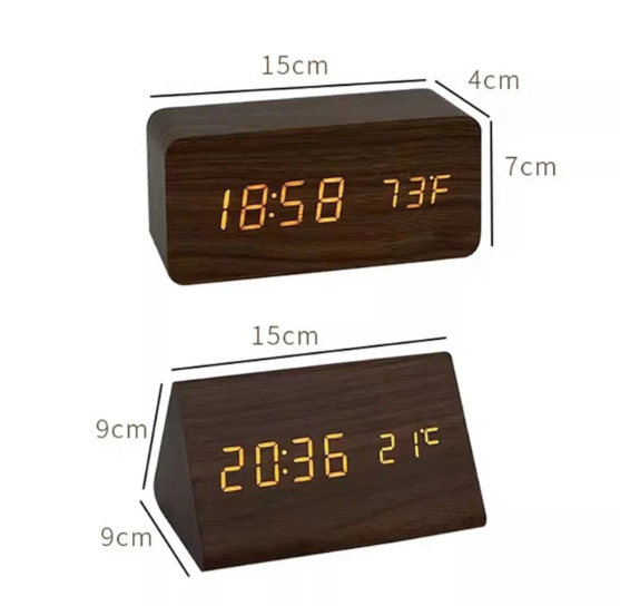 Houten Wandklok met LED Display en Minimalistisch Ontwerp 8