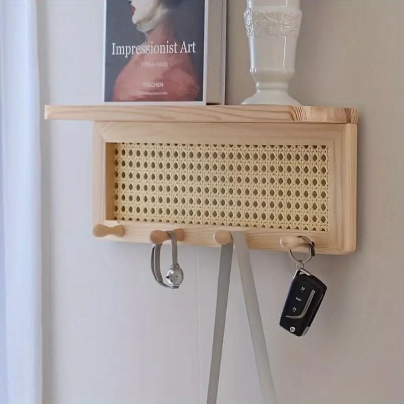 Houten Wandplank met 4 Haken voor Decoratie en Organisatie 3