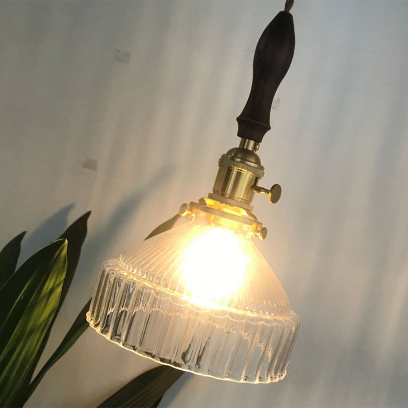 Industriële Hanglamp Met Geribbeld Glas 2