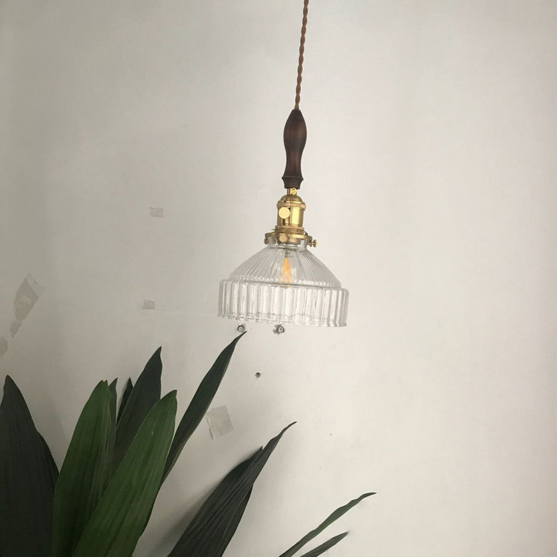 Industriële Hanglamp Met Geribbeld Glas 4