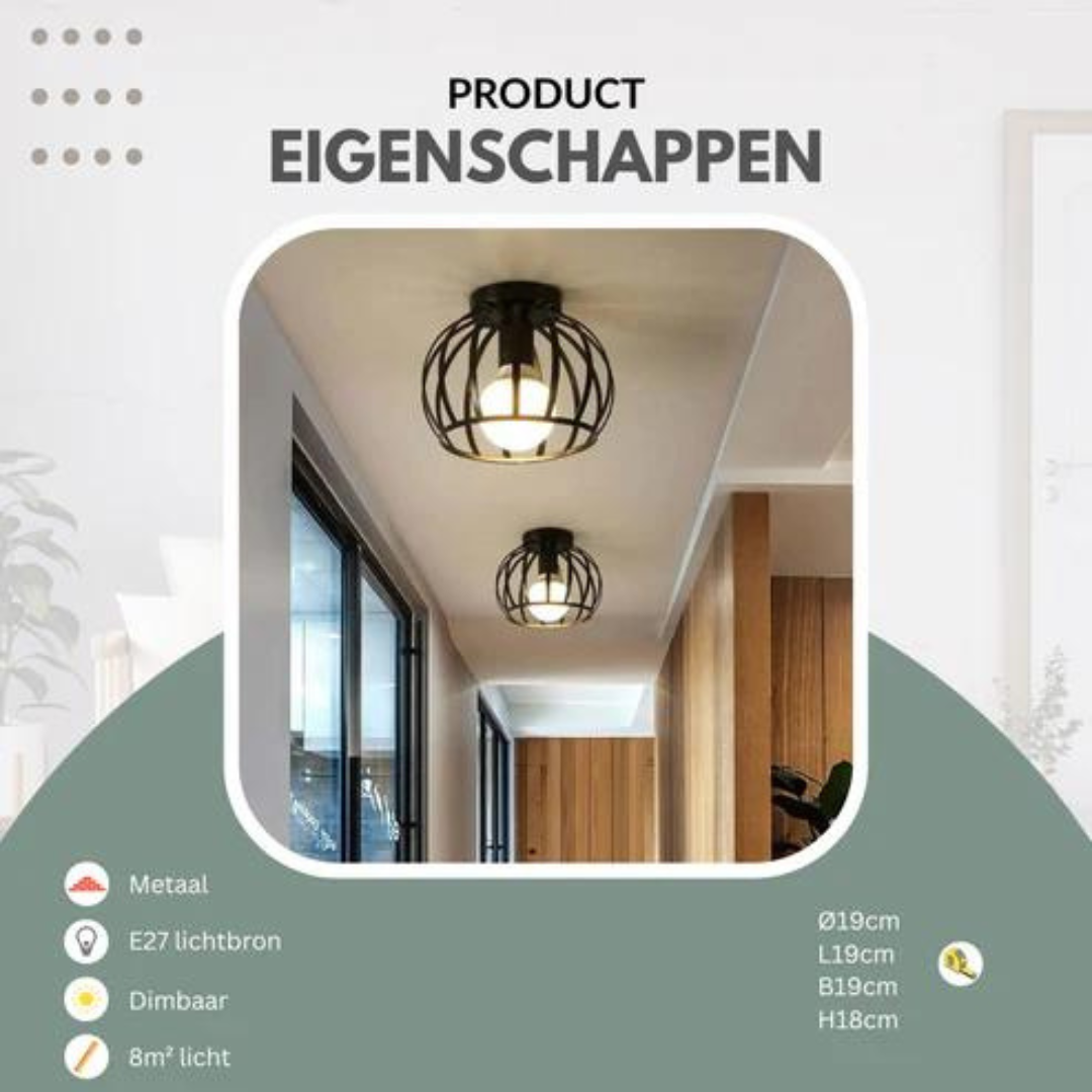 Industriële Plafondlamp Open Ontwerp 2