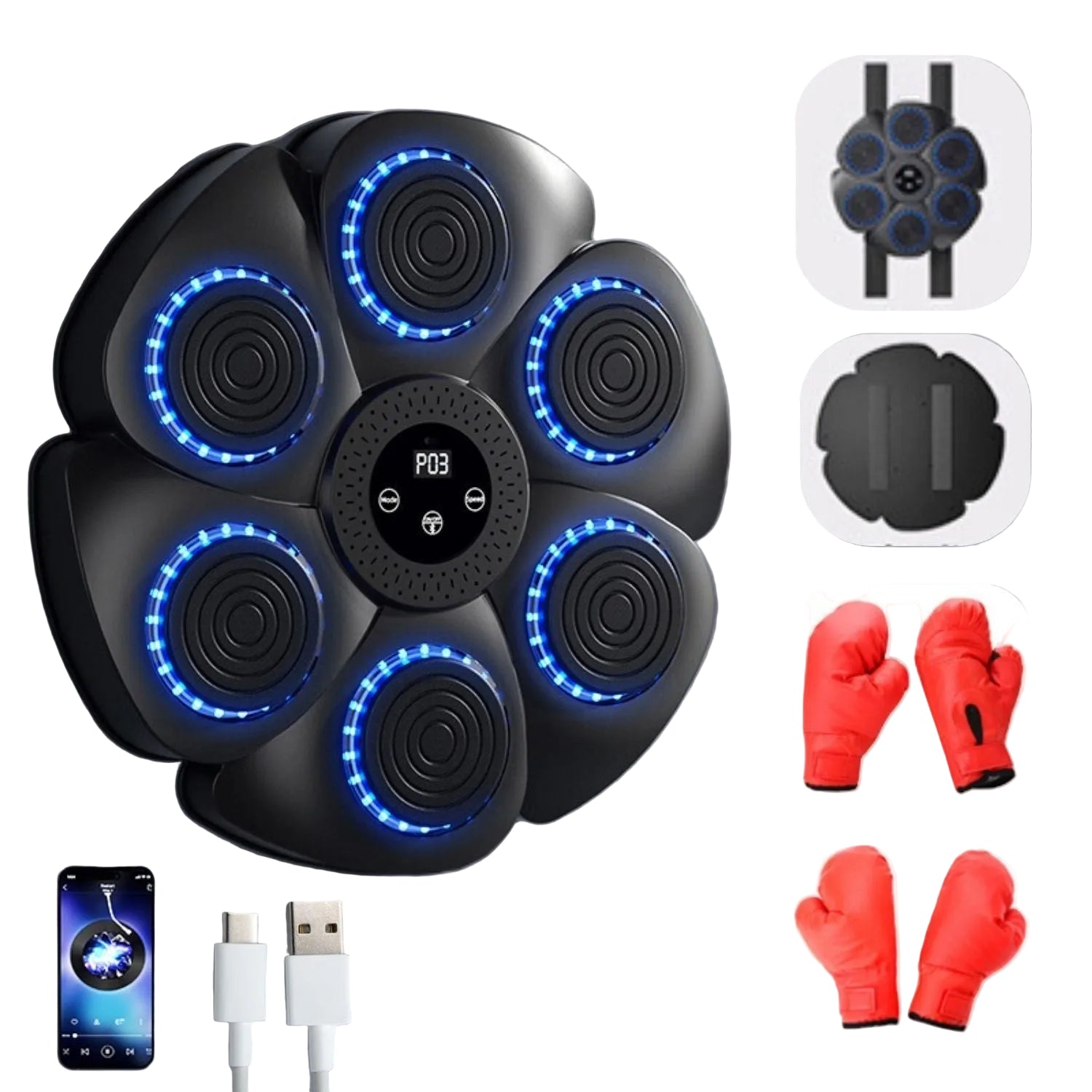 Interactieve Boksmachine Voor Thuisgebruik Met Bluetooth Muziek En RGB-Verlichting 0