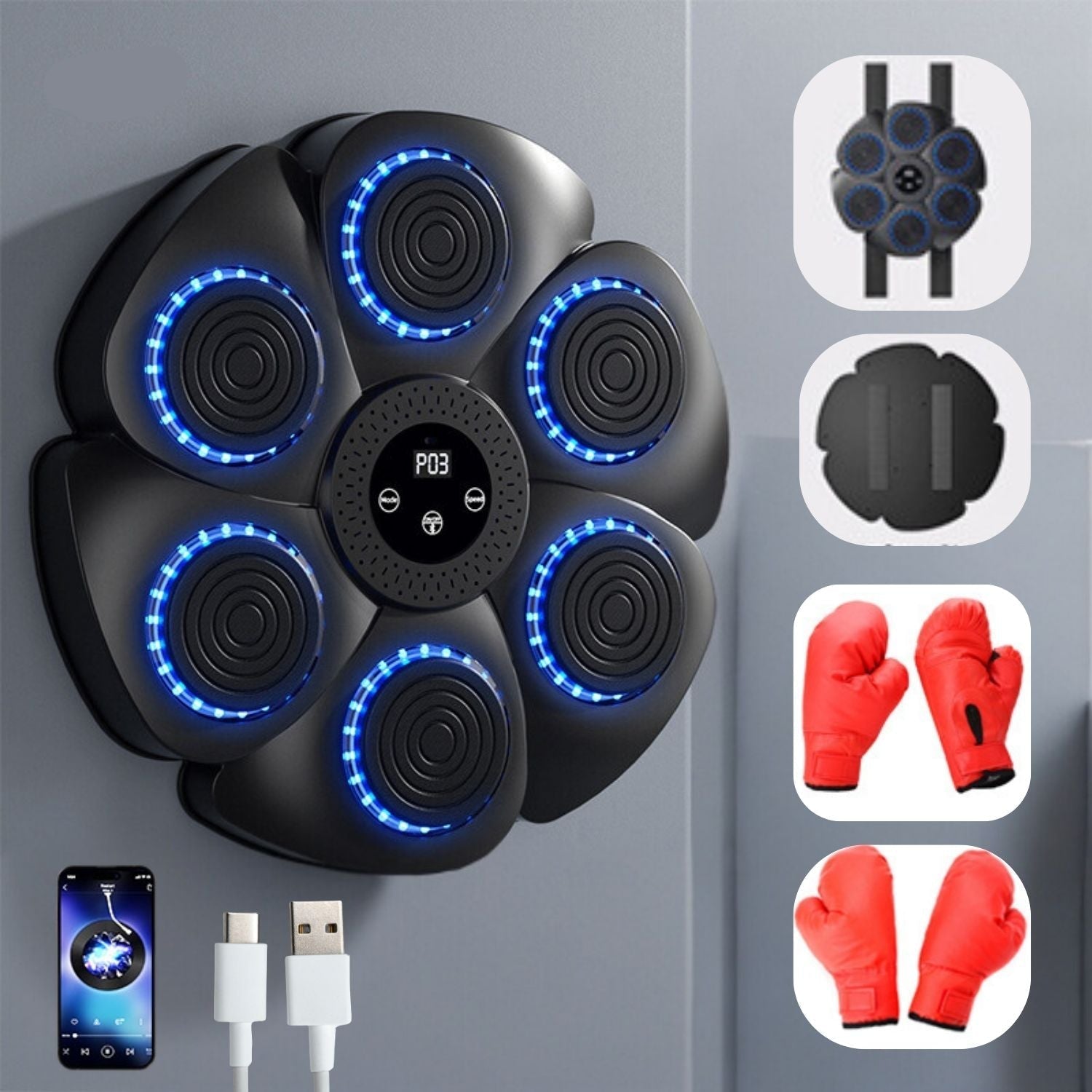 Interactieve Boksmachine voor Thuisgebruik met Bluetooth en RGB-Verlichting 1