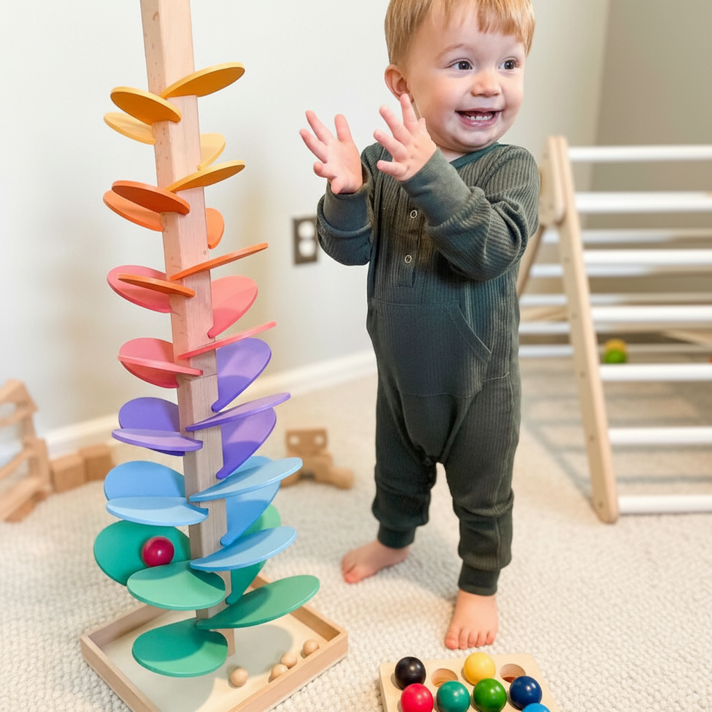 Interactieve Toren Speelgoed voor Kinderen met Geluiden en Kleuren - Houten Montessori Speelgoed 1 Jaar 2