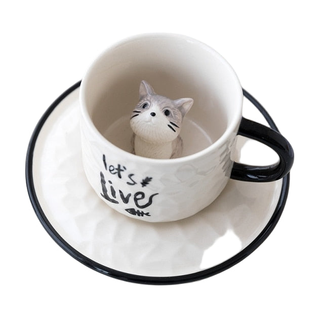 Kattenmok met Verborgen Beeldje 3D Ontwerp voor Koffie en Thee 0