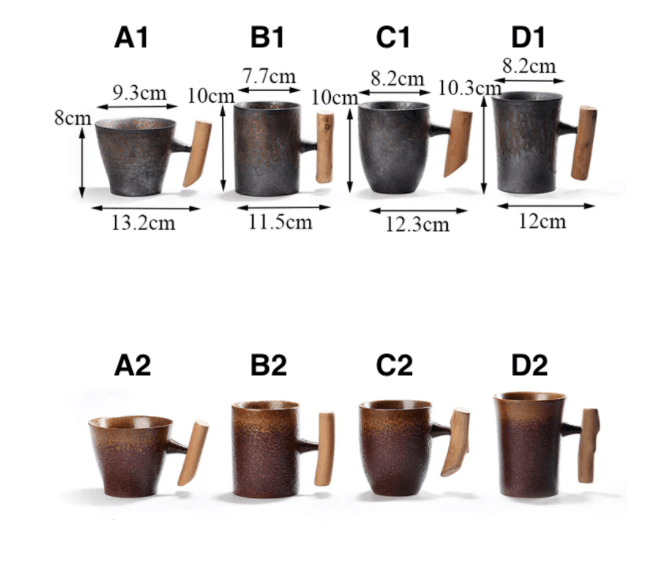 Keramische Koffiemok Japanse Stijl met Houten Handvat 0