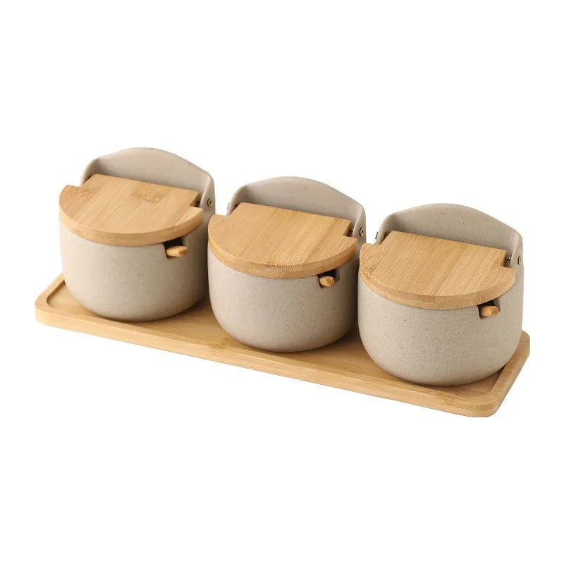 Keramische Kruidenpot met Bamboe Deksel en Lepel 6
