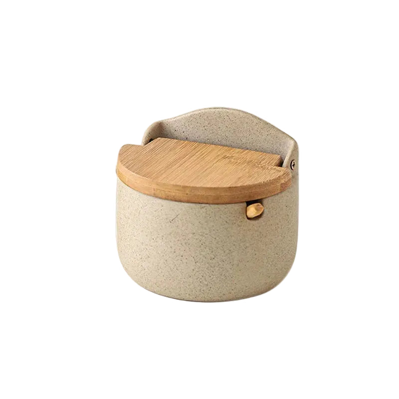 Keramische Kruidenpot met Bamboe Deksel en Lepel 7