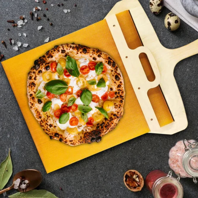 Keukengereedschap Pizzaschep met Schuifmechanisme Hout 0