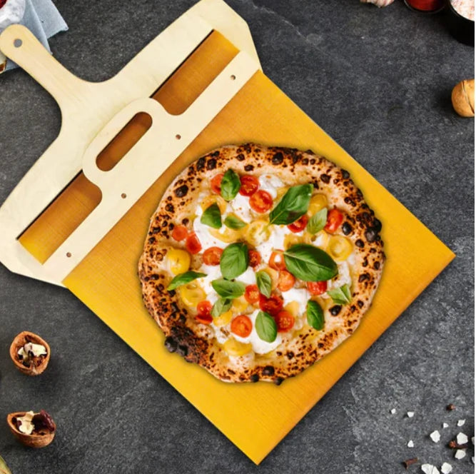 Keukengereedschap Pizzaschep met Schuifmechanisme Hout 3