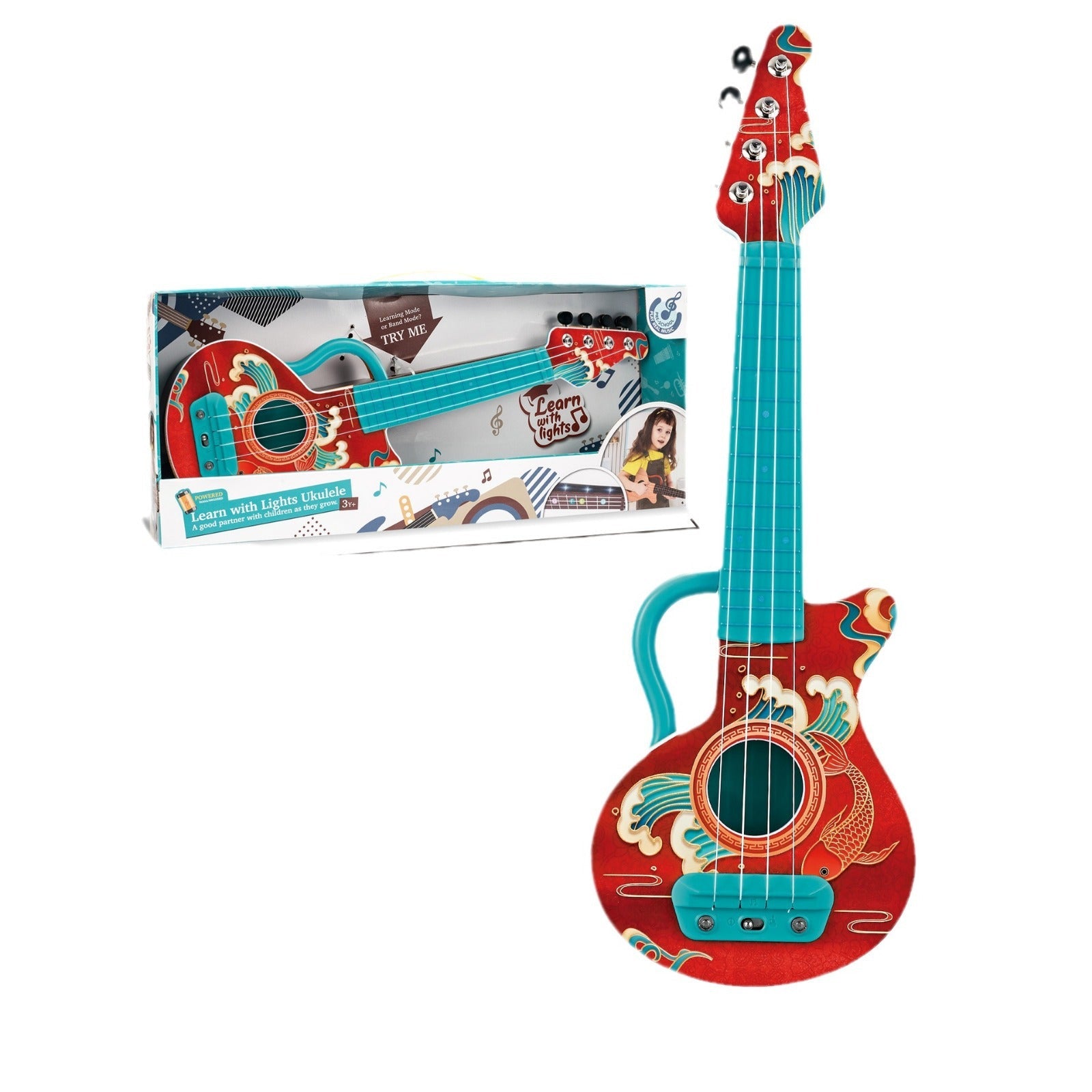 Kinderen Ukelele Educatief Speelgoed Draagbaar Met Ingebouwde Verlichting 3