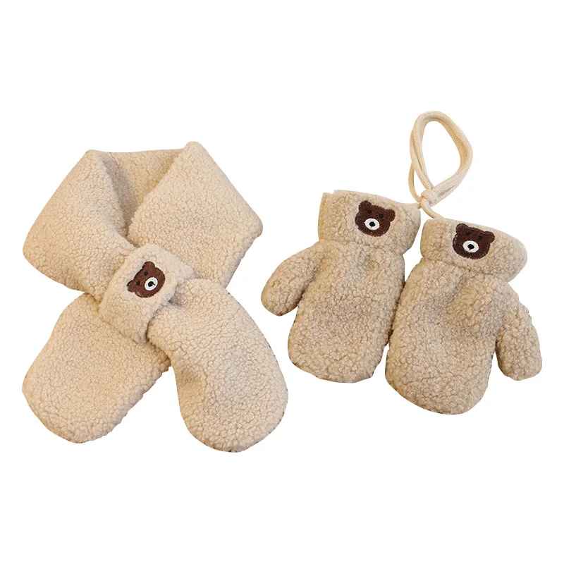 Kinderen Winterset Fleece Wanten en Sjaal met Berendetail 1