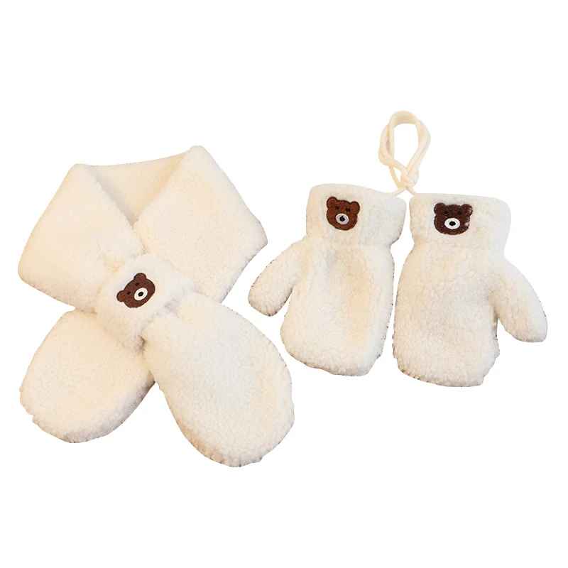 Kinderen Winterset Fleece Wanten en Sjaal met Berendetail 2
