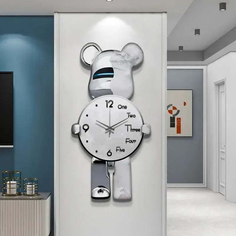 Kinderen's LED Wandklok Berenontwerp Met Nachtlamp Functie 3