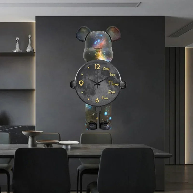 Kinderen's LED Wandklok Berenontwerp Met Nachtlamp Functie 4