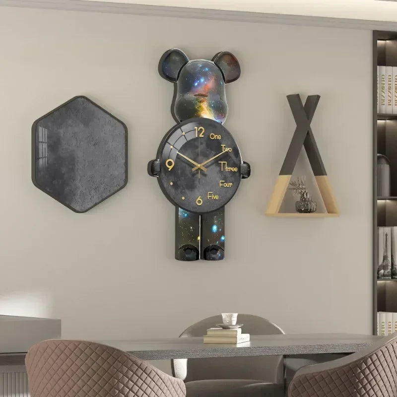 Kinderen's LED Wandklok Berenontwerp Met Nachtlamp Functie 5