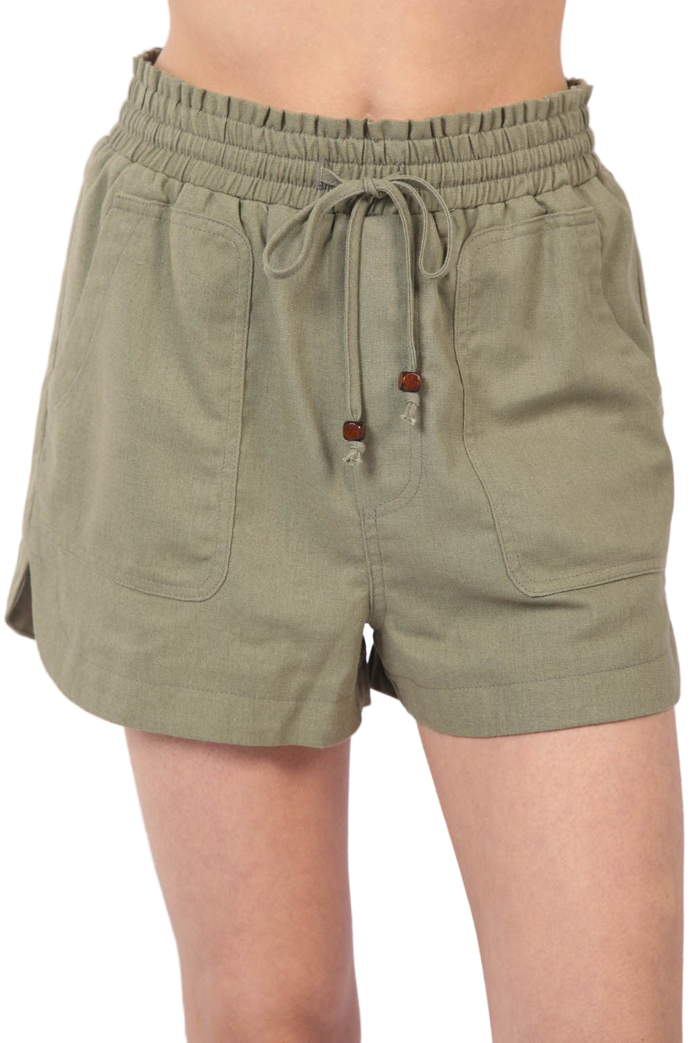 Korte Broek voor Dames met Elastische Taille en Touwtjesluiting van Linnen 0