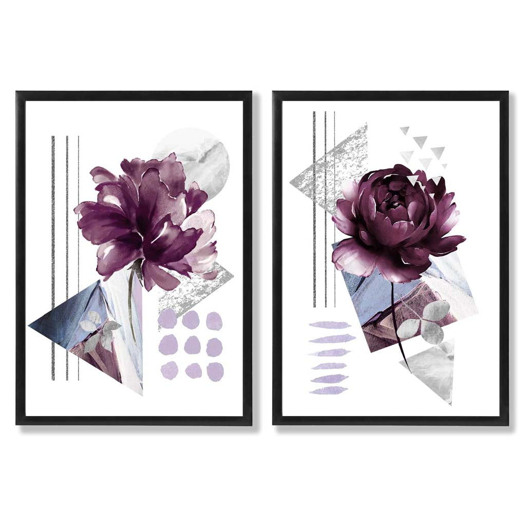 Kunstprints Set van 2 Bloemen Motief Modern Decor 0