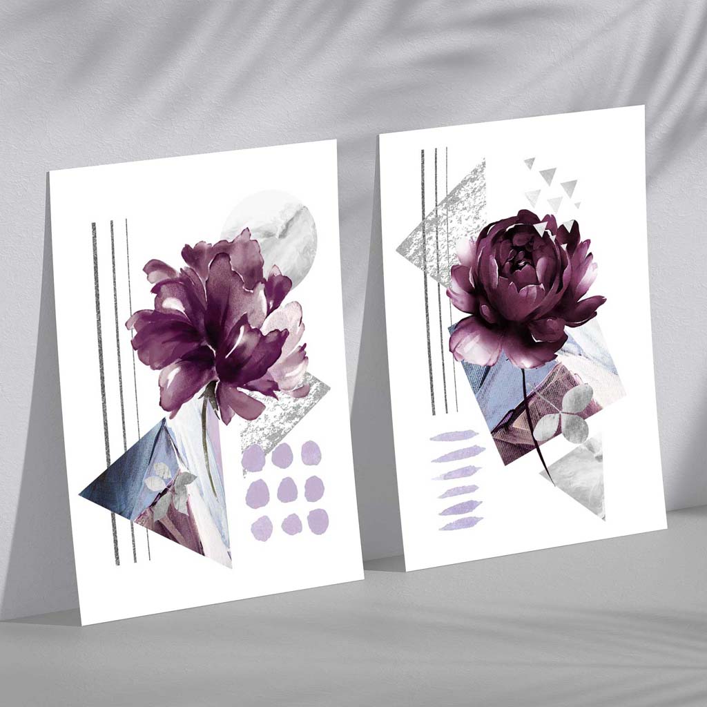 Kunstprints Set van 2 Bloemen Motief Modern Decor 2