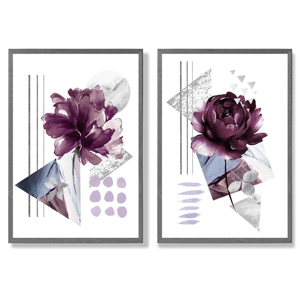 Kunstprints Set van 2 Bloemen Motief Modern Decor 4