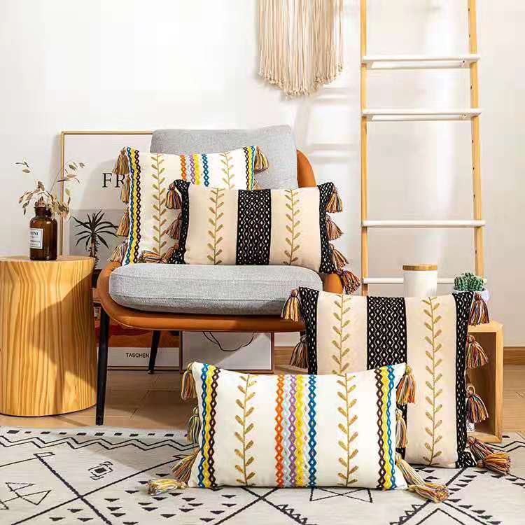 Kussensloop met Franjes en Boho-Textuur 3