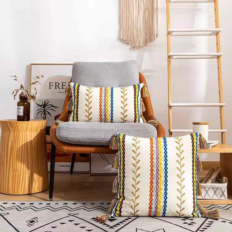 Kussensloop met Franjes en Boho-Textuur 5