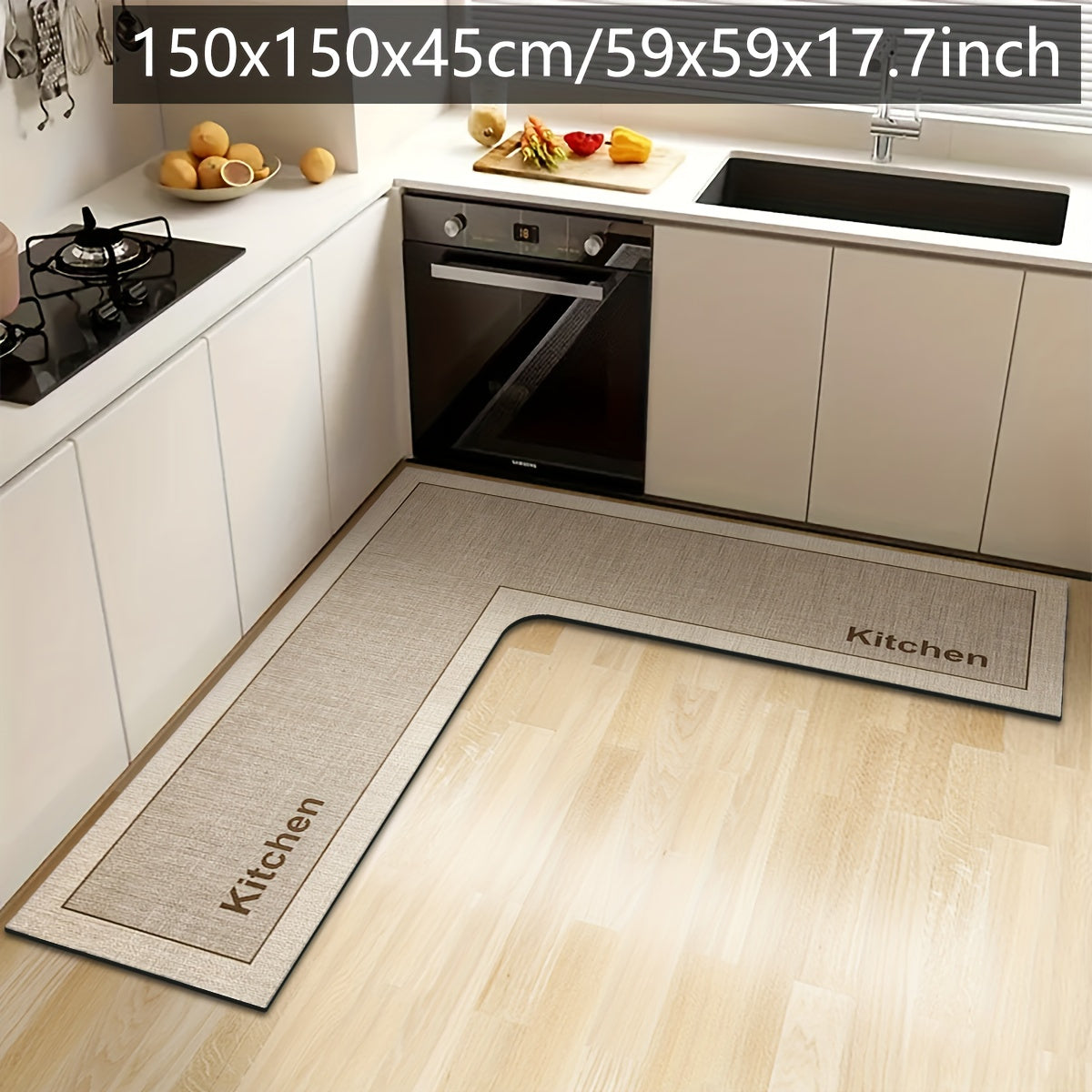 L-vormige Keukenmat Modern Met Antislip Onderzijde voor Comfort en Stijl 0