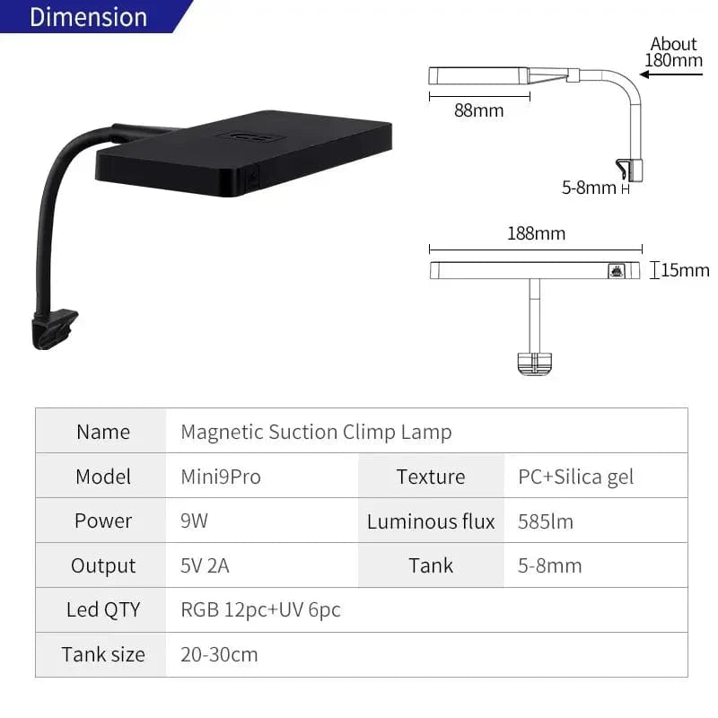 LED Aquarium Lamp Volledig Spectrum voor Planten Groei Compact Design 5