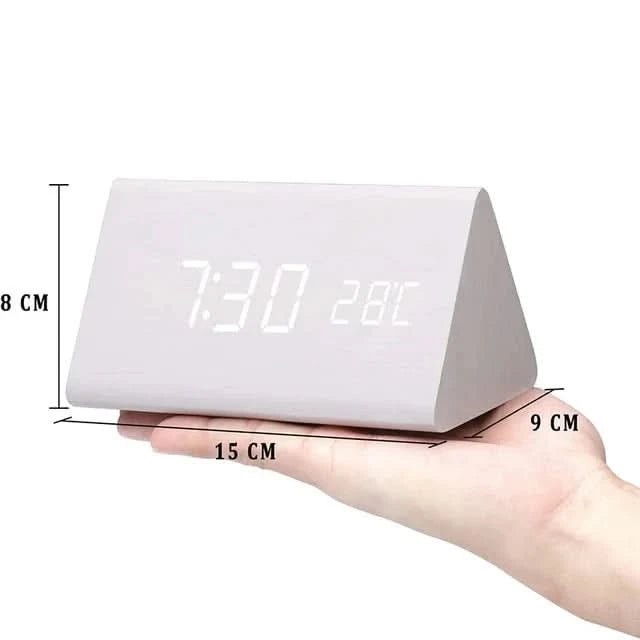 LED Wekker met Houteffect en Temperatuurweergave 3