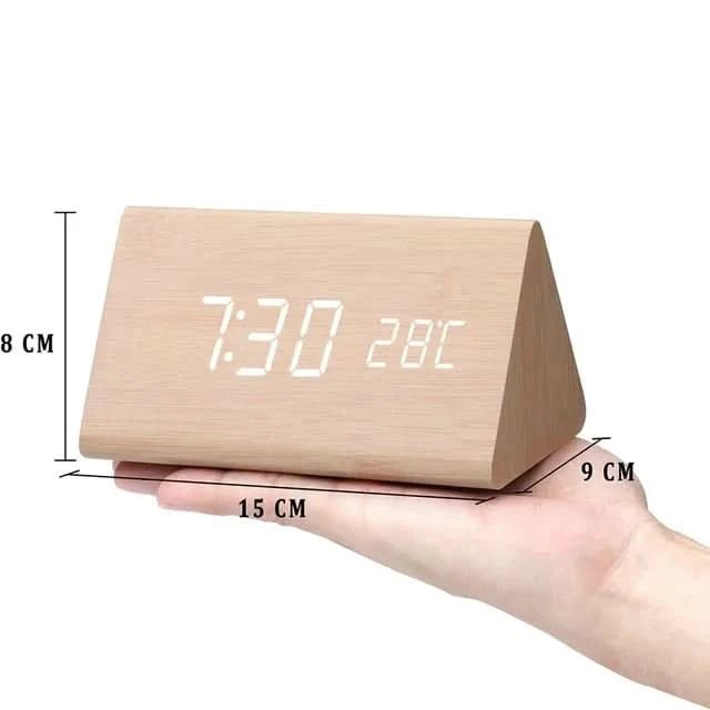 LED Wekker met Houteffect en Temperatuurweergave 4
